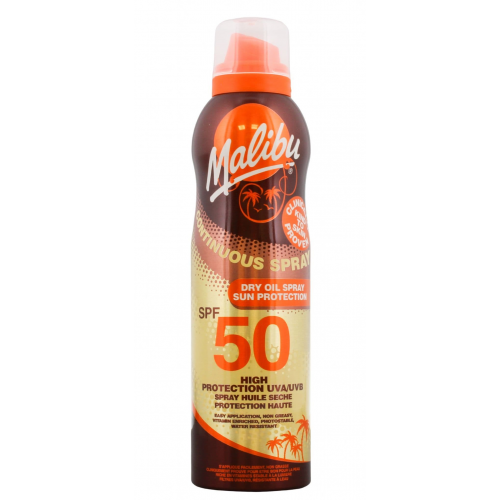 Malibu Continuous Spray Dry Oil SPF50 Purškiamas apsauginis sausas aliejus nuo saulės