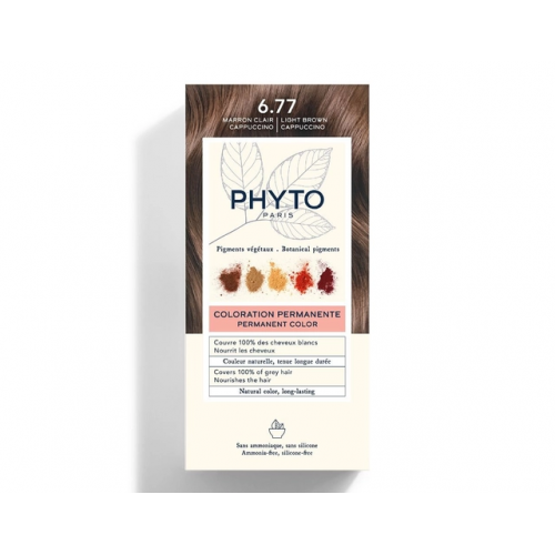 Phyto Permanent Hair Color without Ammonia 6.77 Light Brown Cappuccino