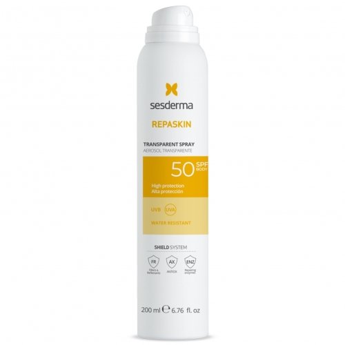 Sesderma Repaskin Transparent Spray SPF50 Apsauginis purškiklis nuo saulės kūnui