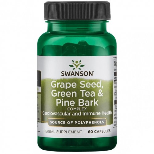 SWANSON Grape seed, Green Tea & Pine Bark Complex Vynuogių sėklų, žaliosios arbatos Ir pušies žievės kompleksas