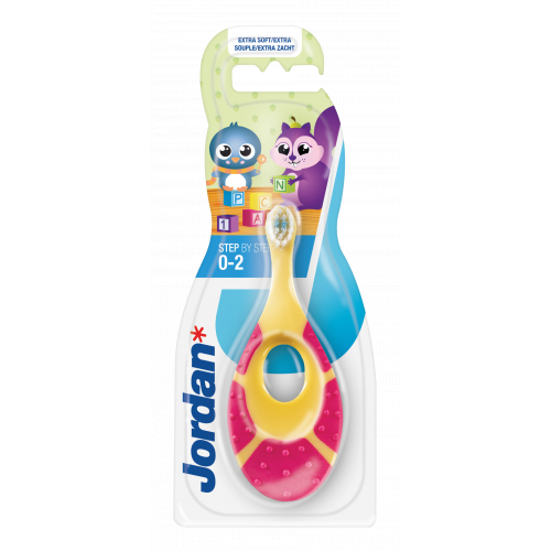 Jordan Step 0-2 years Baby Toothbrush Extra Soft Ypač minkštas vaikiškas dantų šepetėlis  Yellow