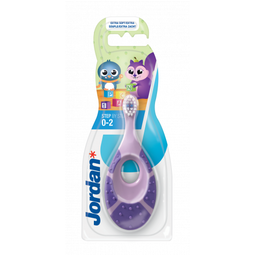 Jordan Step 0-2 years Baby Toothbrush Extra Soft Ypač minkštas vaikiškas dantų šepetėlis  Purple