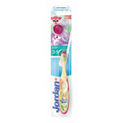 Jordan Step 3-5 years Kids Toothbrush Soft Minkštas vaikiškas dantų šepetėlis  Yellow