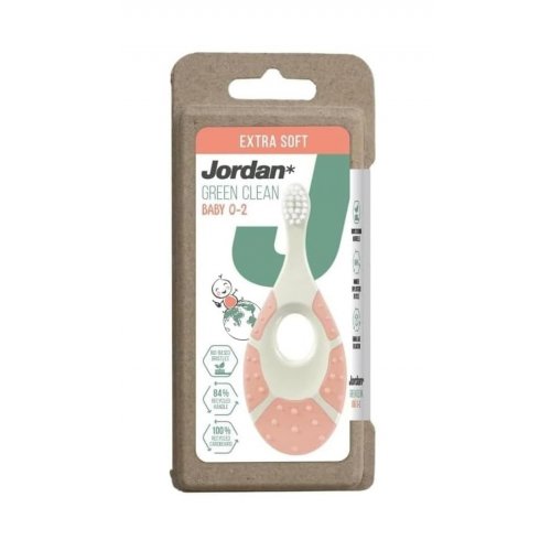 Jordan Green Clean Baby 0-2 Toothbrush Extra Soft Ypač minkštas dantų šepetėlis  Pink