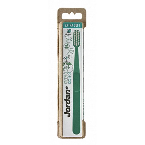 Jordan Green Clean Kids 5-10 Toothbrush Extra Soft Ypač minkštas dantų šepetėlis  Green