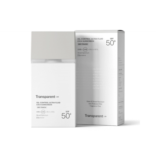 Transparent Lab Oil Control Ultra-Fluid Cica Sunscreen SPF50 Veido apsauga su mineraliniais ir cheminiais filtrais  100ml