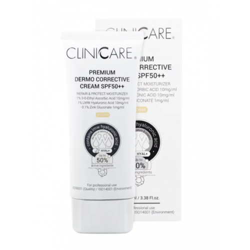 Cliniccare Premium Dermo Corrective Cream Medium SPF50++ Koreguojamasis kremas su spalva