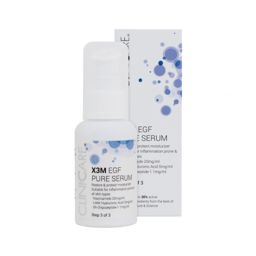 Cliniccare X3M EGF Pure Serum Moisturizer Priešuždegiminio poveikio drėkinamasis veido serumas