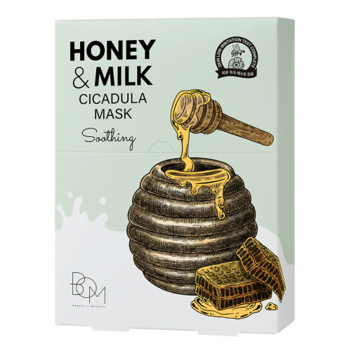 BOM Honey & Milk Cicadula Mask Raminančios odą lakštinės veido kaukės