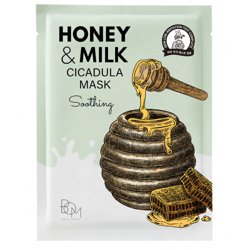 BOM Honey & Milk Cicadula Mask Raminančios odą lakštinės veido kaukės