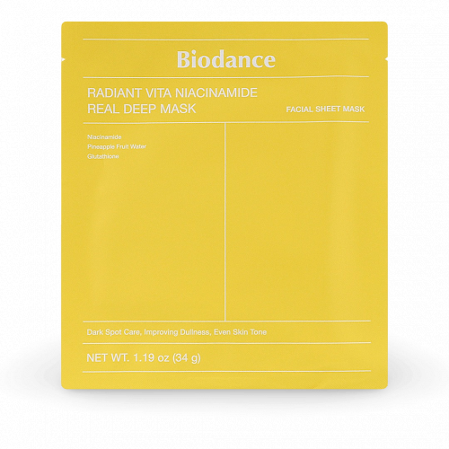 Biodance Radiant Vita Niacinamide Real Deep Mask Šviesinanti veido kaukė su niacinamidu ir glutationu