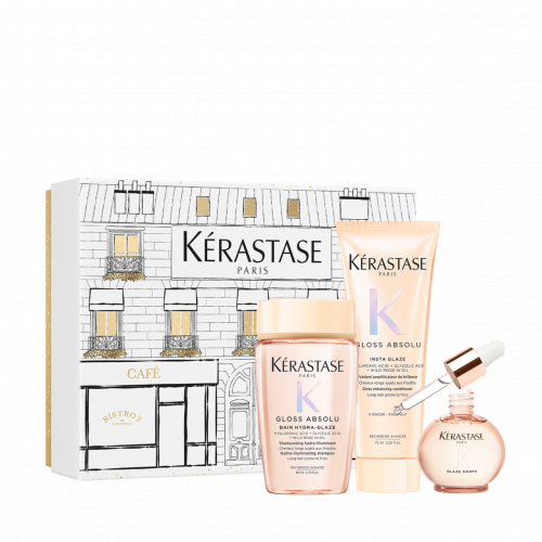 Kerastase Gloss Absolu Mini Holiday Gift Set 2025 Žvilgesio suteikiantis plaukų priežiūros rinkinys