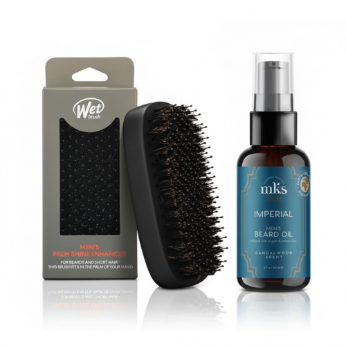 KlipShop KlipShop Beard Oil and Palm Brush Set for Men