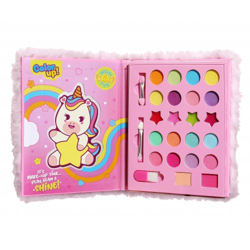Color Up! Unicorn Plush Makeup Case Vaikiška knyga, makiažo rinkinys