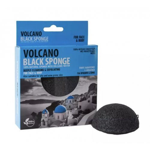 Santo Volcano Spa Black Sponge For Face & Body Exfoliation 1 pc.