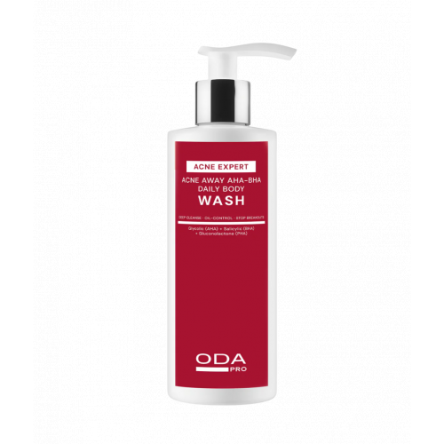 ODA Pro Acne Away AHA-BHA Daily Body Wash Kasdienis kūno prausiklis spuogų kontrolei