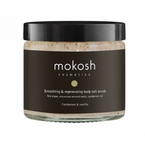 Mokosh Smoothing & Regenerating Body Salt Scrub Cardamom & Vanilla Kūno šveitiklis