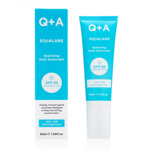Q+A Squalane Hydrating Face Cream SPF50 Drėkinamasis veido kremas nuo saulės