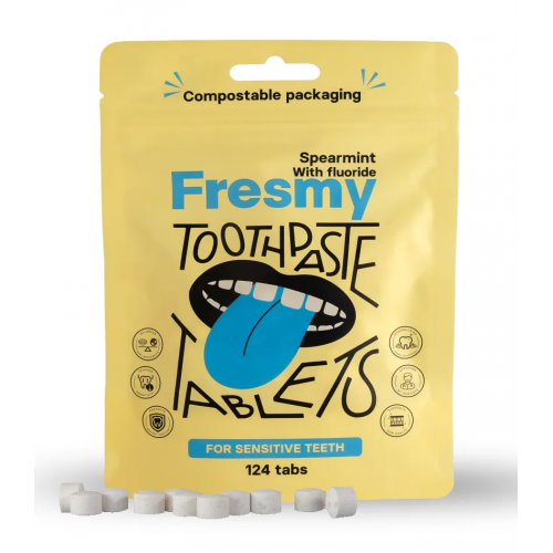 Fresmy Spearmint (with Fluoride) Toothpaste Tablets Dantų pastos tabletės su fluoru