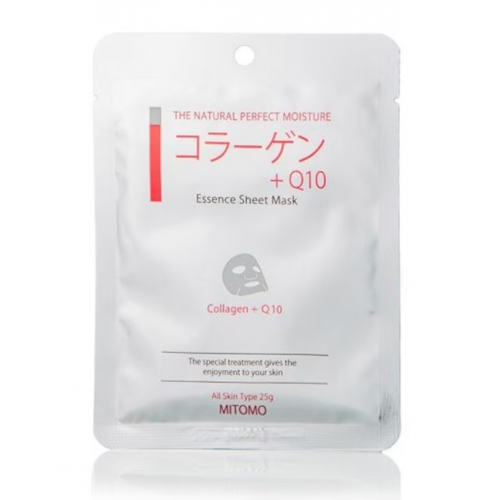 Mitomo Essence Sheet Mask Collagen + Q10 Lakštinė veido kaukė su kolagenu