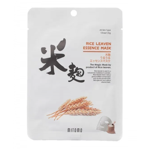 Mitomo Rice Leaven Essence Face Mask Lakštinė veido kaukė su fermentuoto ryžių ekstraktu