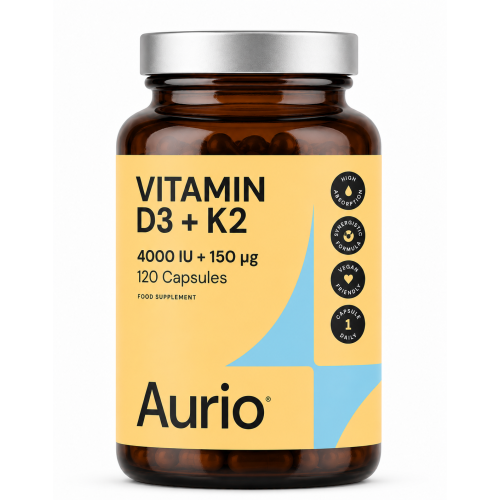 Aurio Food Supplement Vitamin D3+K2 Maisto papildas vitaminas D