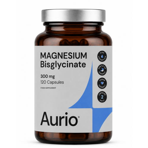 Aurio Food Supplement Magnesium Bisglycinate 300 mg Maisto papildas magnio bisglicinatas
