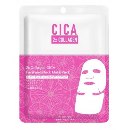 Mitomo 2x Collagen CICA Face and Neck Mask Lokšņu sejas un kakla maska