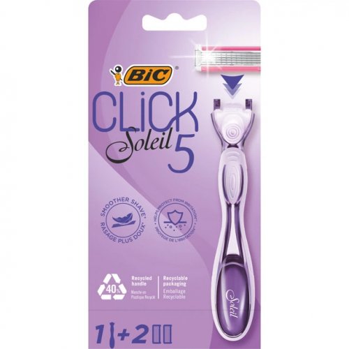 BIC Click Soleil 5 Sensitive Razor Skustuvas su keičiamomis galvutėmis