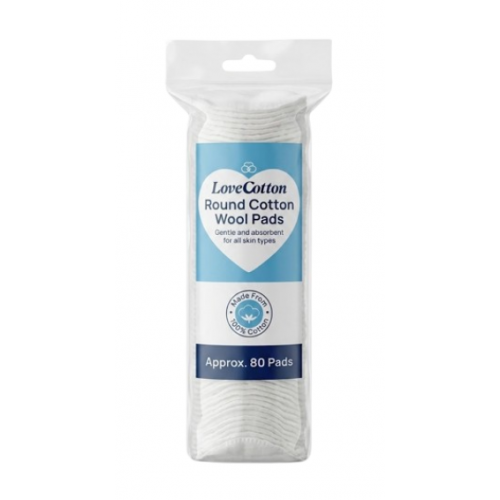 Love Cotton Round Cotton Wool Pads Apvalūs medvilniniai vatos diskeliai