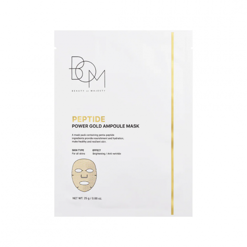 BOM Pepide Power Gold Ampoule Mask Lakštinė veido kaukė su peptidais ir auksu