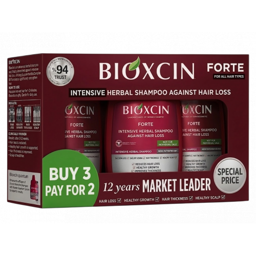 Photos - Hair Product Bioxcin Bioxcin Dermagen Forte Shampoo 2+1 3x300ml KS166202
