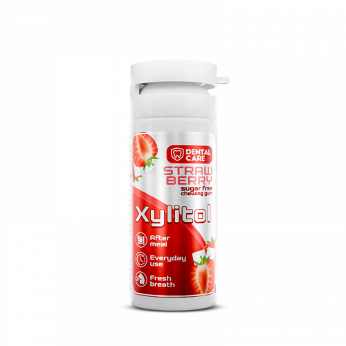 Dental Care Xylitol Strawberry Xylitol Chewing Gum Becukrė kramtomoji guma su ksilitoliu