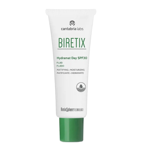 Biretix Hydramat Day SPF30 Fluid Greitai įsigeriantis drėkinamasis fluidas su SPF 30