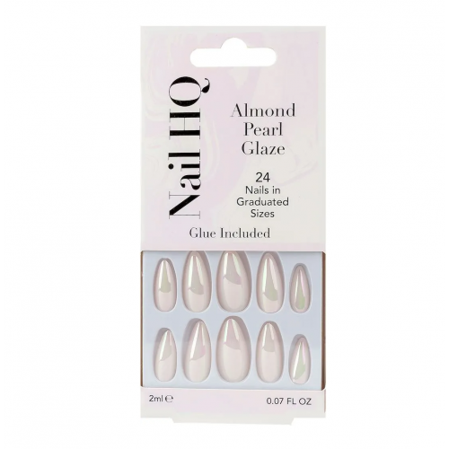 Nail HQ Almond Glazed Nails Medium - Long Length Mandeļu formas mākslīgie nagi ar perlamutra efektu