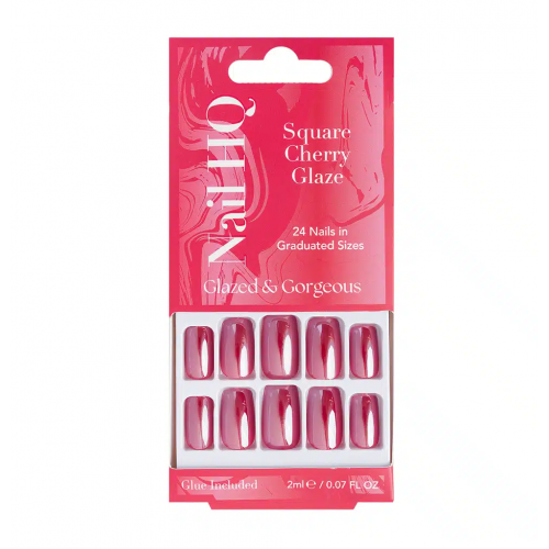 Nail HQ Square Cherry Glaze Nails Eleganti vidēja garuma kvadrātveida mākslīgie nagi